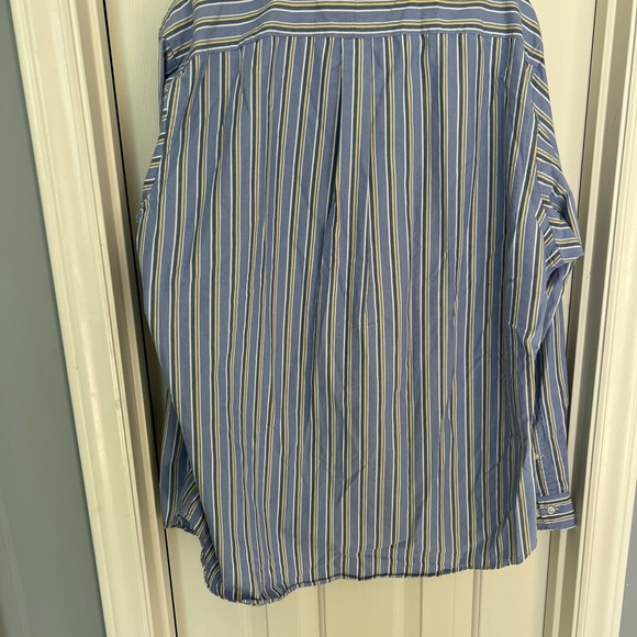 Ralph Lauren, Button down long sleeve Shirt, 18 36/37, Blue white Yellow Stripes - Picture 4 of 6